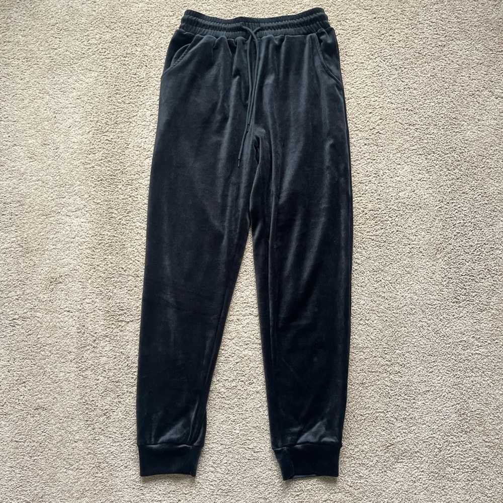 Black velvet joggers